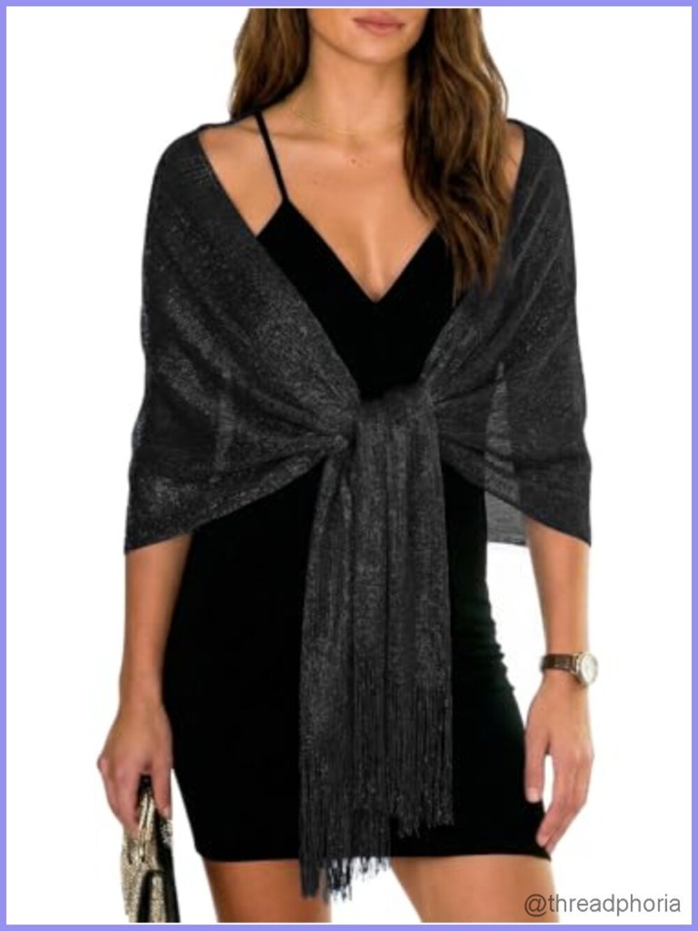 Metallic Glitter Sparkling Shawl Wrap Evening Dress Formal Fringe Shawl